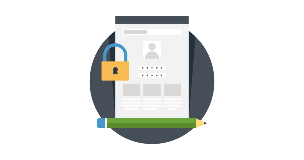 icon of a webpage with a lock and pencil